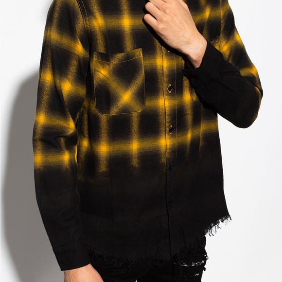 Amiri Black and Yellow Plaid Men's Shirt